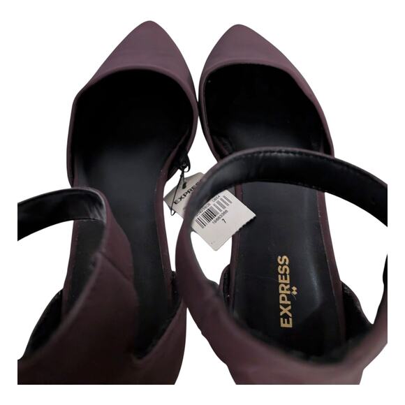 Burgundy Express Block Flats With Ankle Strap 7 - Picture 4 of 13